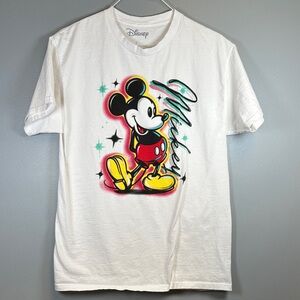 Disney/NEFF White Tee with Colorful Mickey Design Size Large